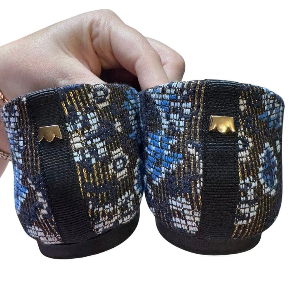 Birdies Goldfinch Flats Ballet Needlepoint Pointed Toe Floral Blue Gold Size 5.5 - Picture 9 of 10